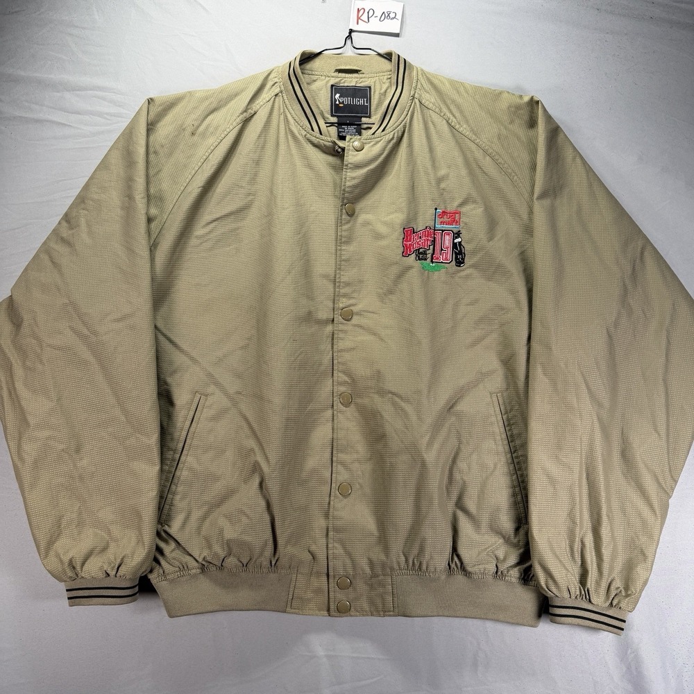 Vintage Bernie Kosar Golf Jacket Mens Large Brown Snap Button Windbreaker 90s